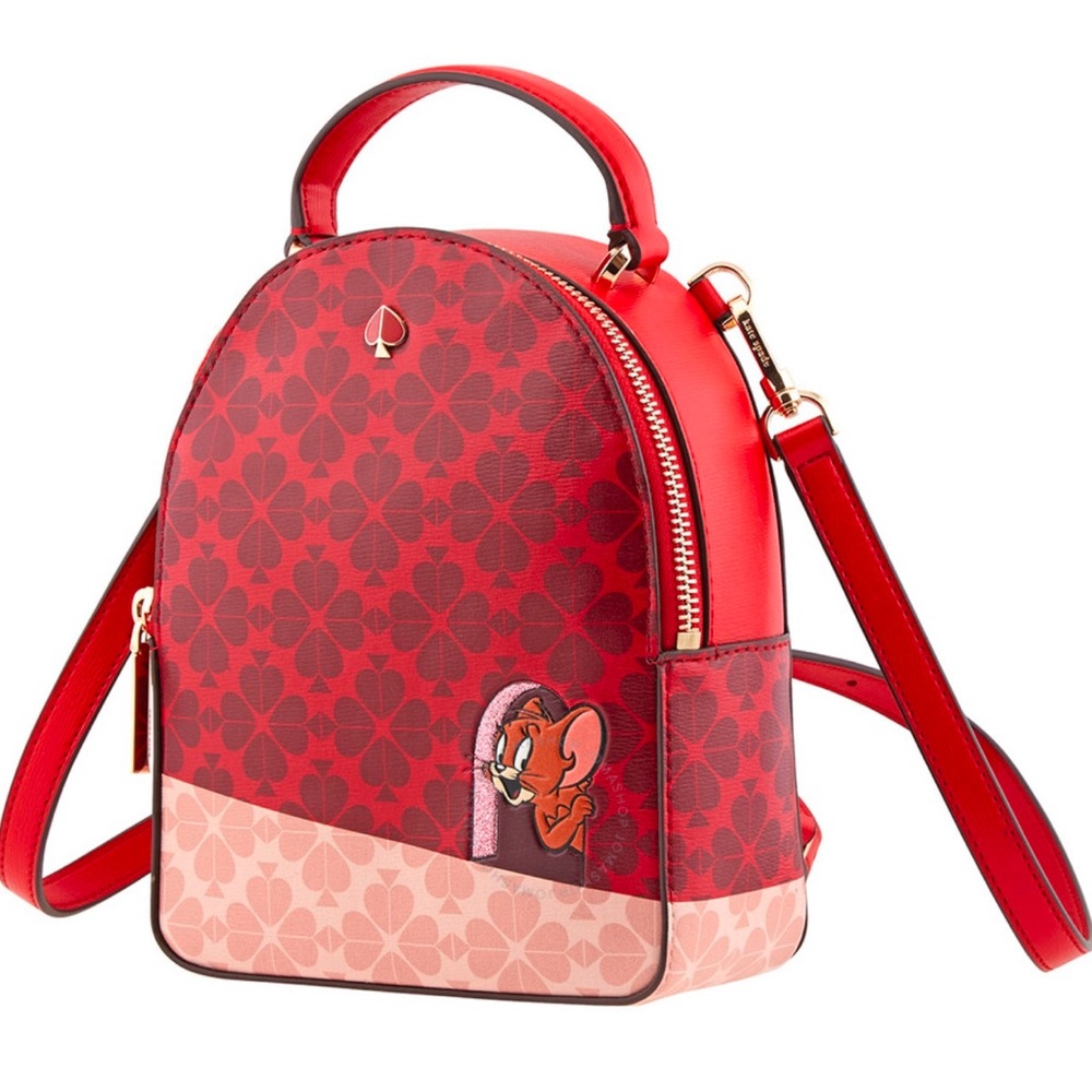 Kate Spade EUC++ Red Leather Tom & Jerry Convertible Mini Backpack